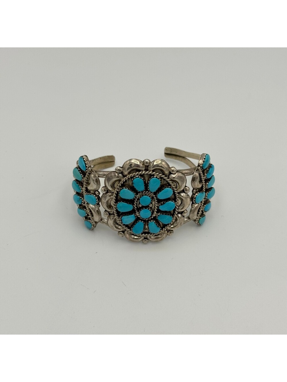 Navajo Sterling Silver and Turquoise Bangle Bracelet, Les Houden